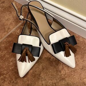 NWOB Ann Taylor leather tassel slides